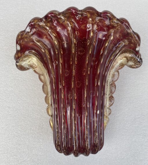 1970′ Violine and Gold Murano Crystal Vase Signed Toso H 31 cm - Image 8
