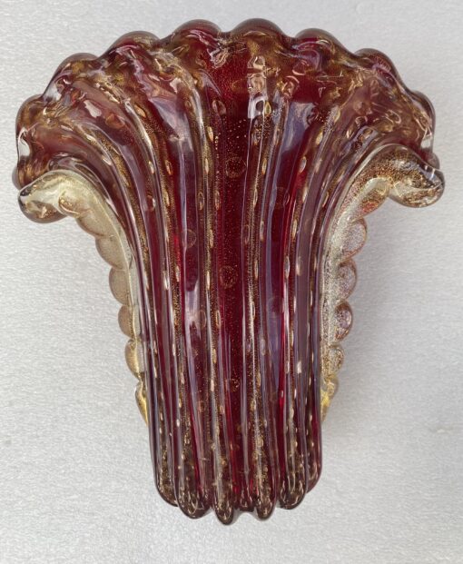 1970′ Violine and Gold Murano Crystal Vase Signed Toso H 31 cm