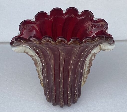 1970′ Violine and Gold Murano Crystal Vase Signed Toso H 31 cm - Image 2
