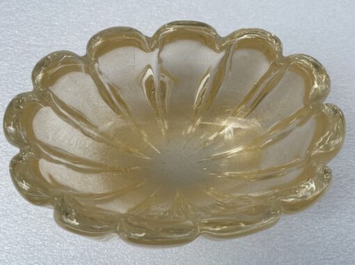 1970′ Murano Crystal Basin With Gold Paillons Signed Archimede Seguso Murano H 13 cm 21 X 15 CM - Image 2