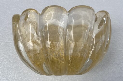 1970′ Murano Crystal Basin With Gold Paillons Signed Archimede Seguso Murano H 13 cm 21 X 15 CM - Image 3