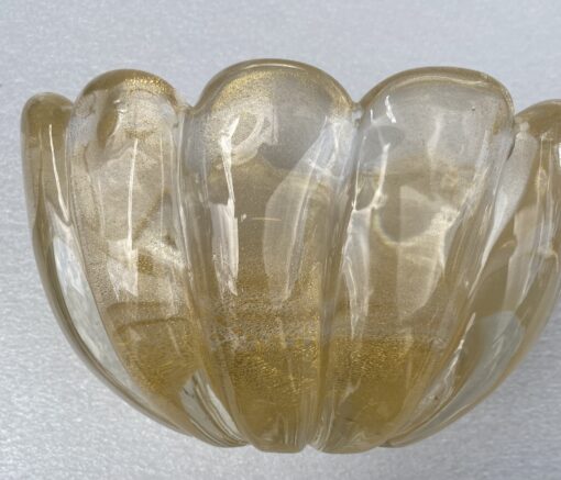 1970′ Murano Crystal Basin With Gold Paillons Signed Archimede Seguso Murano H 13 cm 21 X 15 CM - Image 4