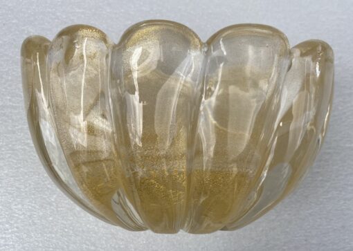 1970′ Murano Crystal Basin With Gold Paillons Signed Archimede Seguso Murano H 13 cm 21 X 15 CM - Image 5