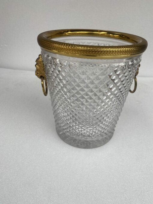 1950-70′ Crystal St Louis And Gilt Bronze Champagne Bucket With Lion’s Heads - Image 5