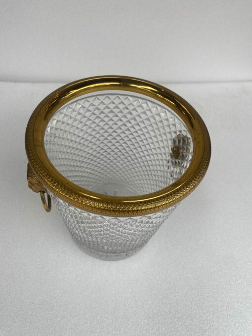 1950-70′ Crystal St Louis And Gilt Bronze Champagne Bucket With Lion’s Heads - Image 6
