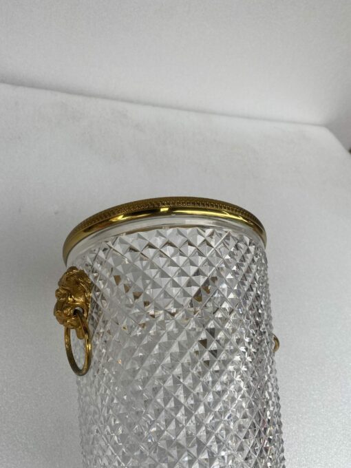 1950-70′ Crystal St Louis And Gilt Bronze Champagne Bucket With Lion’s Heads - Image 8