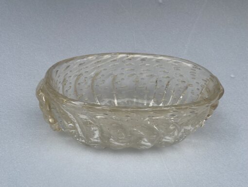 1970′ Murano Crystal Bowl With Murano Gold Paillons H 13 cm x 38 X 23 CM - Image 5