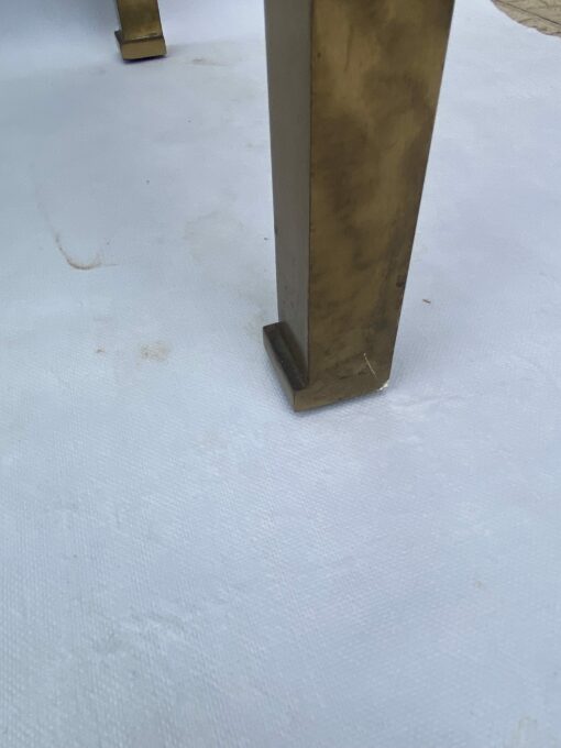 1970′ Pair Of Guy Lefevre Side Tables In Brass With Smoked Windows 42 X 42 X H 37 cm - Image 4