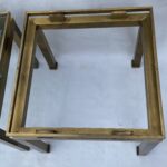 1970′ Paire De Bouts De Canapés Guy Lefevre en Laiton Avec Vitres Fumées 42 X 42 X H 37 cm – Image 10