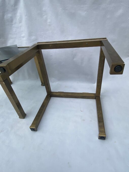 1970′ Pair Of Guy Lefevre Side Tables In Brass With Smoked Windows 42 X 42 X H 37 cm - Image 11