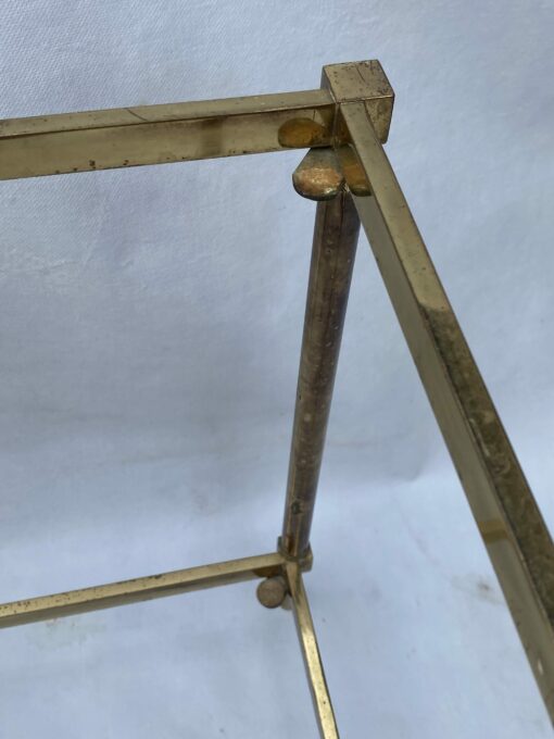 1970′ Pair Of Ramsay End Tables In Brass With Aged Mirrors 33.5 X 33.5 X H 39.5 cm - Image 9