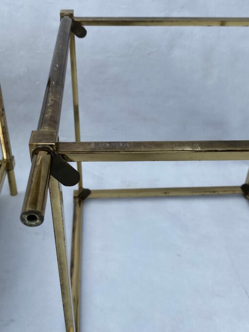 1970′ Pair Of Ramsay End Tables In Brass With Aged Mirrors 33.5 X 33.5 X H 39.5 cm - Image 10