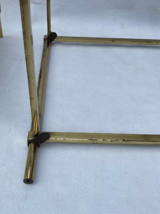 1970′ Pair Of Ramsay End Tables In Brass With Aged Mirrors 33.5 X 33.5 X H 39.5 cm - Image 11