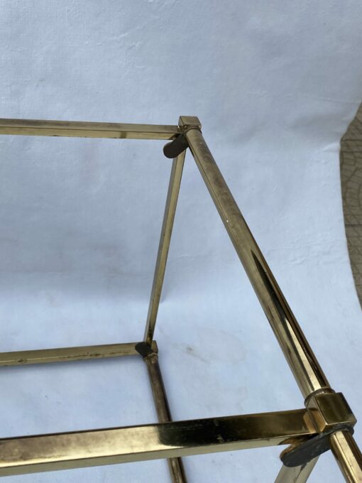 1970′ Pair Of Ramsay End Tables In Brass With Aged Mirrors 33.5 X 33.5 X H 39.5 cm - Image 12