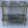 1970′ Table D' Appoint Rectangulaire Maison Baguès Laiton et Bronze Plateaux Miroir Oxydé Vieilli et Paquerette 60,5 X 30,5 X H 55,5 cm
