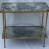1970′ Table D' Appoint Rectangulaire Maison Baguès Laiton et Bronze Plateaux Miroir Oxydé Vieilli et Paquerette 60,5 X 30,5 X H 55,5 cm – Image 2