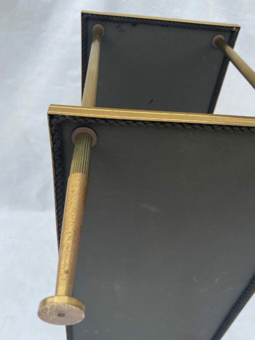 1970′ Maison Baguès Rectangular Side Table Brass and Bronze Aged Oxidized Mirror Trays and Paquerette 60.5 X 30.5 X H 55.5 cm - Image 7