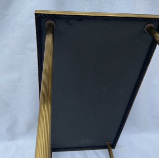 1970′ Maison Baguès Rectangular Side Table Brass and Bronze Aged Oxidized Mirror Trays and Paquerette 60.5 X 30.5 X H 55.5 cm - Image 8