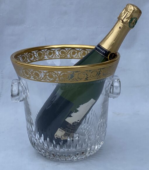 1970′ Crystal Champagne Bucket Signed St Louis Golden Decors Model Thistle