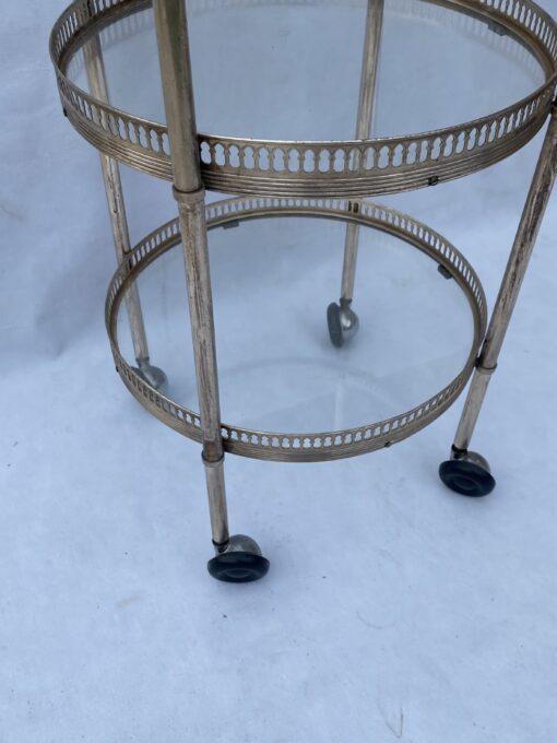 1970′ Round Trolley In Silvered Bronze With 3 Trays Maison Baguès - Image 4
