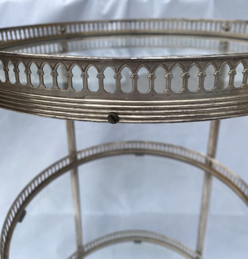 1970′ Round Trolley In Silvered Bronze With 3 Trays Maison Baguès - Image 6