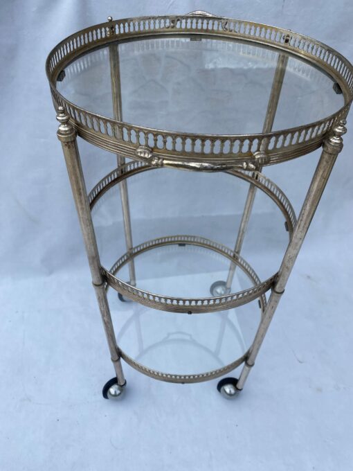 1970′ Round Trolley In Silvered Bronze With 3 Trays Maison Baguès - Image 10