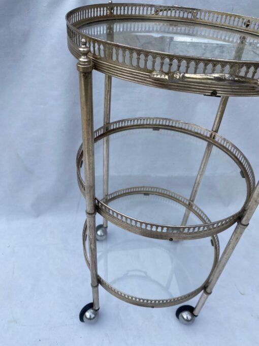 1970′ Round Trolley In Silvered Bronze With 3 Trays Maison Baguès - Image 11