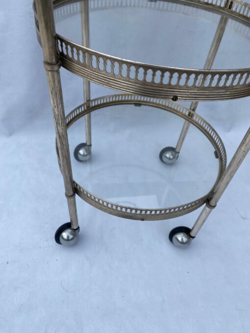 1970′ Round Trolley In Silvered Bronze With 3 Trays Maison Baguès - Image 12