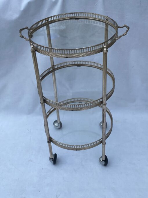 1970′ Round Trolley In Silvered Bronze With 3 Trays Maison Baguès - Image 14