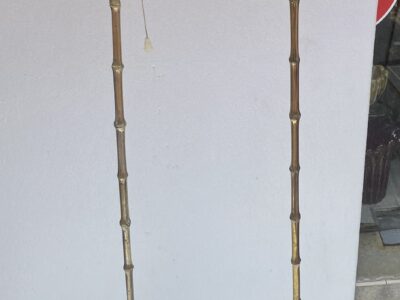 1970′ Pair Of Floor Lamps In Gilt Bronze Maison Baguès Bamboo Model H 160 cm