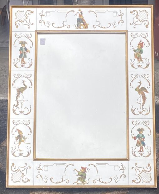 1950/70 'Mirror With Monkeys In Clothes And Lyre Birds 108 X 86 cm