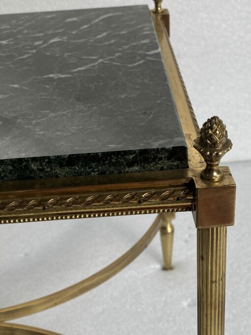 1950/70 Coffee Table Or End Of Sofa Gilt Bronze Maison Jansen Or Maison Charles Or Maison Bagués Sea Green Marble Tray With Spacer 46 cm X 34 X H 36 cm - Image 5