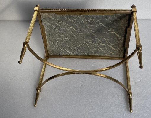 1950/70 Coffee Table Or End Of Sofa Gilt Bronze Maison Jansen Or Maison Charles Or Maison Bagués Sea Green Marble Tray With Spacer 46 cm X 34 X H 36 cm - Image 9