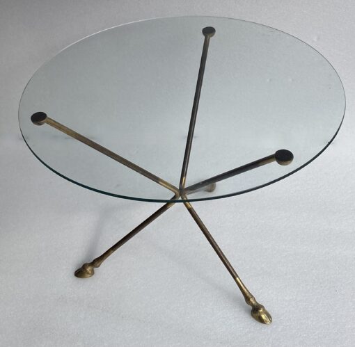 1970′ Pedestal Gilt Bronze And Patinated Glass Tray Maison Charles Or Jansen H 43 Diam 60 cm - Image 15