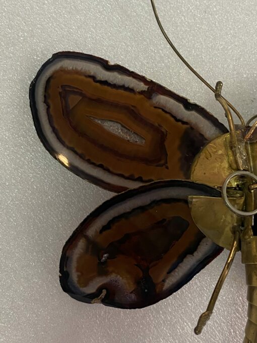 1970’ Applique Papillon en Bronze ou Laiton, Duval Brasseur Ou Isabelle Faure, 1 Ampoule, Ailes d’Agate : 28 X H 35 cm – Image 13