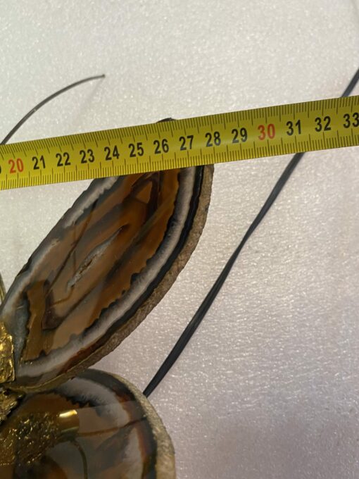 1970’ Applique Papillon en Bronze ou Laiton, Duval Brasseur Ou Isabelle Faure, 1 Ampoule, Ailes d’Agate : 28 X H 35 cm – Image 20