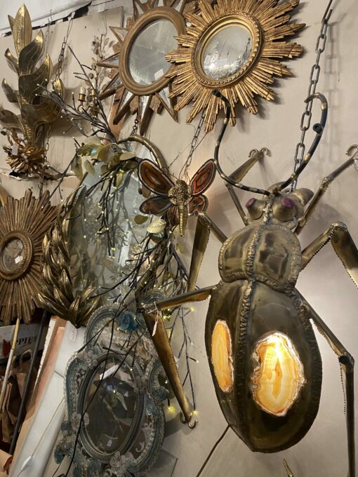 1970’ Applique Papillon en Bronze ou Laiton, Duval Brasseur Ou Isabelle Faure, 1 Ampoule, Ailes d’Agate : 28 X H 35 cm – Image 24