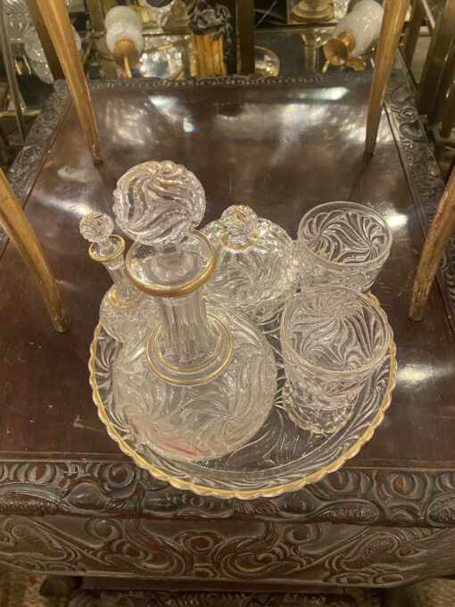 1900' Signed Baccarat Night Service 6 Pieces With Gilding
