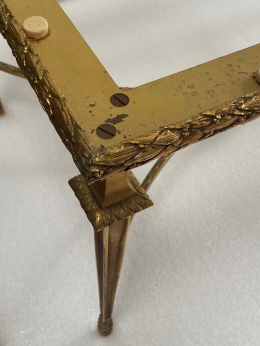 1970′ Coffee Table in Gilt Bronze Laurel Leaves Model, Maison Baguès, Spacer Double Arc De Cercle 92 x 46 x H 42 cm - Image 3