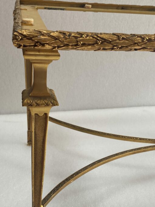 1970′ Coffee Table in Gilt Bronze Laurel Leaves Model, Maison Baguès, Spacer Double Arc De Cercle 92 x 46 x H 42 cm - Image 7