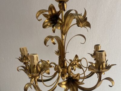 1970′ Chandelier With Bindweed Golden Iron 5 Arms