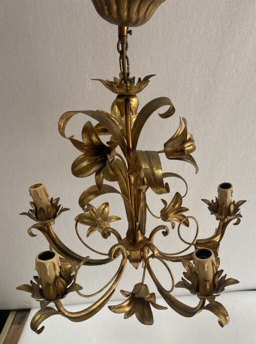 1970′  Lustre Aux Liserons Fer Doré 5 Bras – Image 8
