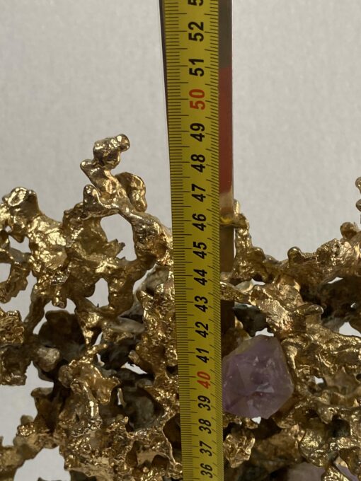 1970' Coral Decor Lamp in Gilt Bronze and Amethyst And Rock Crystal Signed Boeltz - Image 10