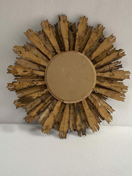 1950′ Sun Mirror 2 Floors Patinated Golden Wood 75 Cm In Diameter - Image 9