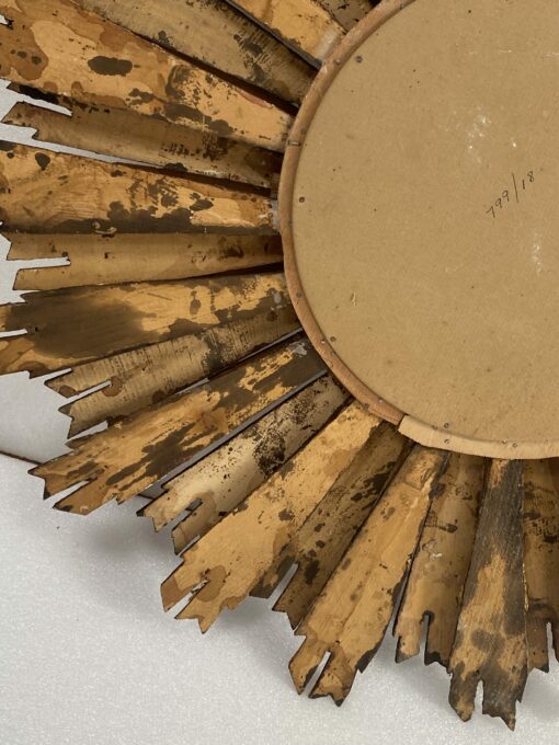 1950′ Sun Mirror 2 Floors Patinated Golden Wood 75 Cm In Diameter - Image 11