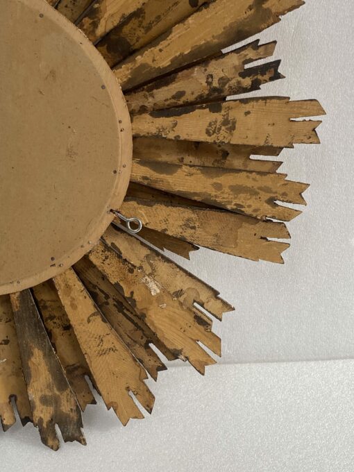 1950′ Sun Mirror 2 Floors Patinated Golden Wood 75 Cm In Diameter - Image 12