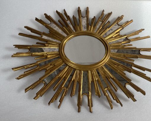 1970' Oval Sun Mirror, Golden Resin 86 x 66 cm - Image 2