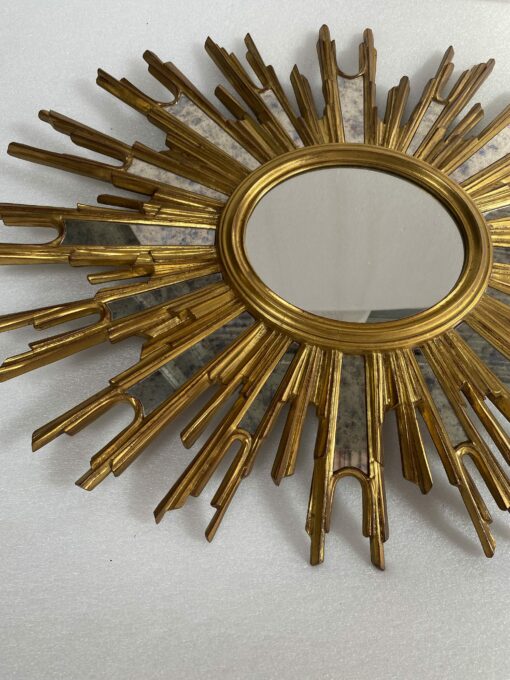 1970' Oval Sun Mirror, Golden Resin 86 x 66 cm - Image 3