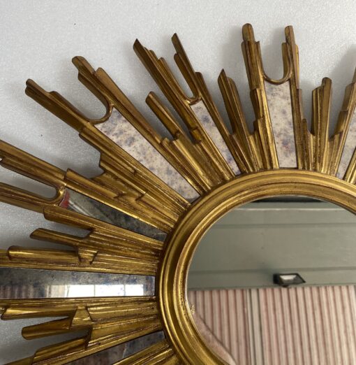 1970' Oval Sun Mirror, Golden Resin 86 x 66 cm - Image 5