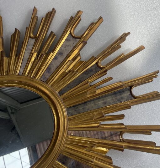 1970' Oval Sun Mirror, Golden Resin 86 x 66 cm - Image 6